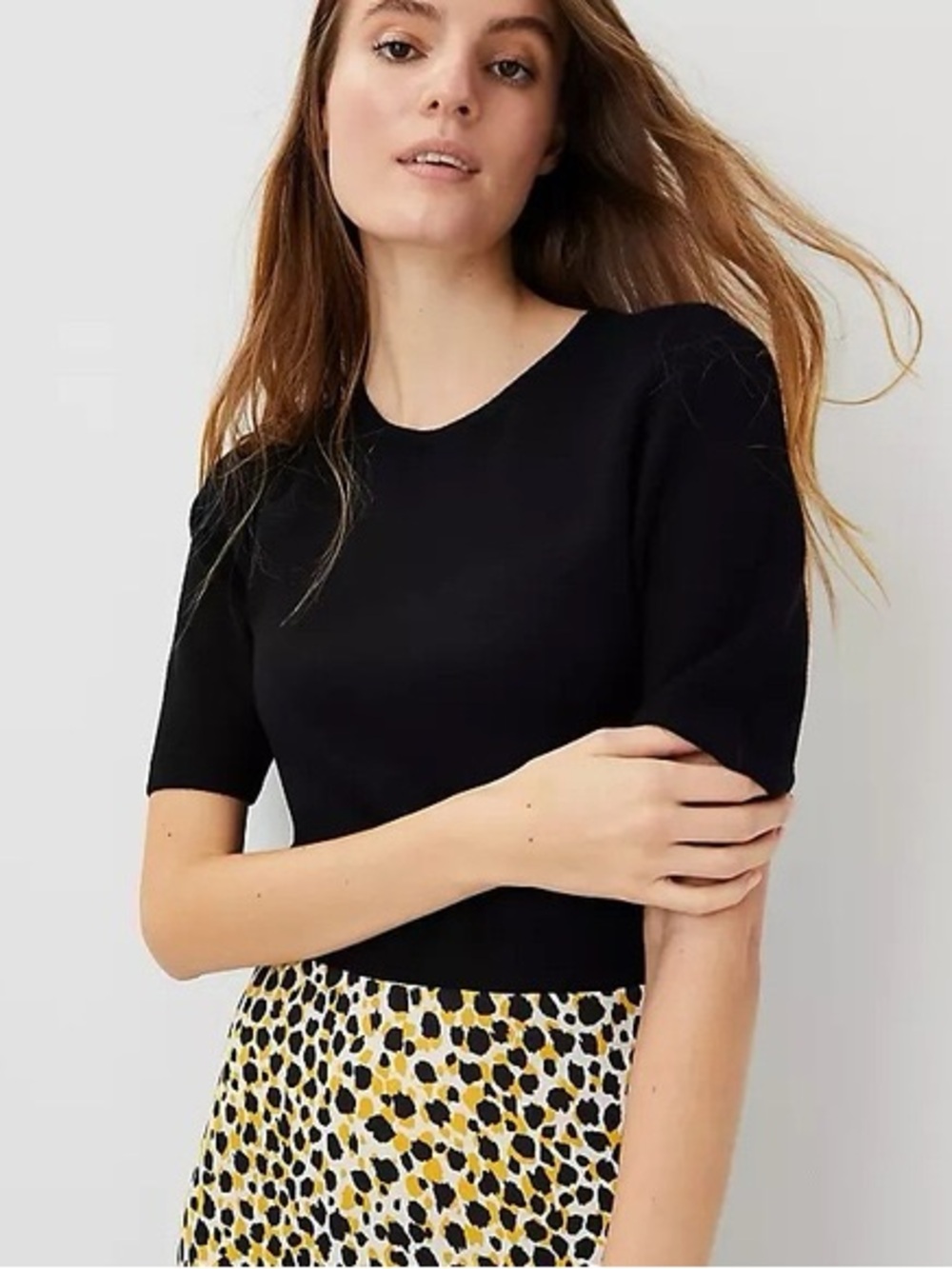 Ann Taylor Mixed Media Leopard Print A-Line Dress